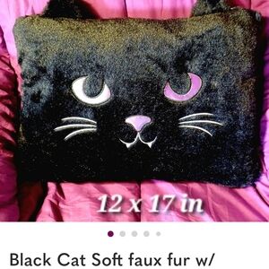Black Cat Faux Fur Pillow